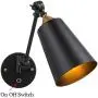 Pauwer Industrial Plug in Wall Sconces Set of 2 with On Off Switch Vintage Edison Swing Arm Wall Lamp Black Metal Shade Wall Light Fixtures