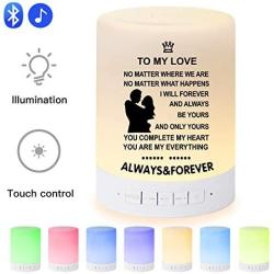 Personalized Night Light for Man, Engraved Touch Table Lamp for Bedrooms Living Room with Bluetooth Speaker, Changing RGB Outdoor Table Lamp, Perfect Valentines Christmas Gifts for Man