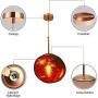 RUNNUP Modern Pendant Light Creative Single Light 12'' Hanging Lamp with Melt Glass Shade in Red for Dining Rooms,Living Room