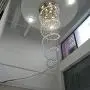 Contemporary Spiral Staircase Light 12-Lights Raindrop Crystal Chandeliers Modern Living Room Lighting Large High Ceiling Light Fixture for Hallway Foyer Hall
