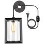 Eyassi Pendant Lighting Fixture with Plug in Cord and On/Off Dimmer Switch, Farmhouse Hanging Swag Lamps with Clear Glass Lampshade for Dining Room Bedroom Foyer Hallway Kitchen Island