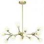Derksic 12 Lights DNA Chandelier Modern Chandelier with Globe Glass Shade Gold Sputnik Chandelier LED Lighting with 12 G9 Bulbs Included for Dining Room Living Room Kitchen Foyer