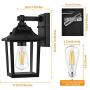PARTPHONER Outdoor Light Fixture Wall Mount, Dusk to Dawn Sensor Porch Light Wall Sconce E26 Socket, Exterior Wall Lantern, Waterproof Anti-Rust Wall Light with Clear Glass Shade for Entryway, Garage