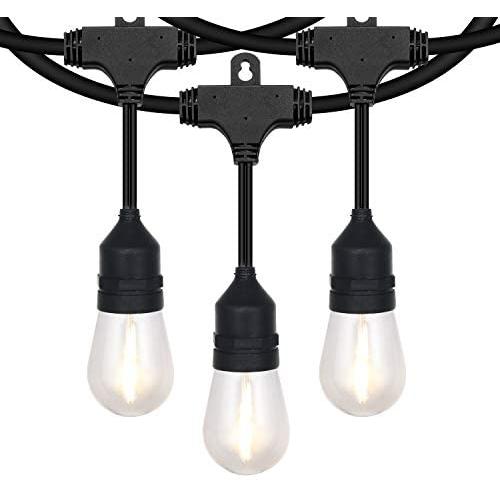 Honeywell 48 FT Outdoor String Lights, Commercial Grade Waterproof LED Patio Lights, 15 Plastic E26 Bulbs, Create Cafe Lighting Ambience in Your Backyard