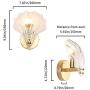 Set of 2 Modern Wall Sconces Gold Indoor Hallway Lighting Fixtures with Shell-Shaped Glass Shade Vintage Golden Wall Lights for Bedroom with E12 Socket, Bulbs Excluded