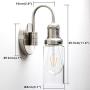 Permo Industrial Vintage Gooseneck Wall Mount Single Sconce with 3.1'' Cylindrical Clear Glass Shade Wall Sconce Light Lamp Fixture (Brushed)