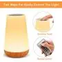 Table Lamp Touch Night Light - Portable Sensor Remote Control Bedside Lamps with Quick Rechargeable USB Dimmable Warm White Light 13 Colors RGB Table Lamp for Bedroom Living Room Office (White)