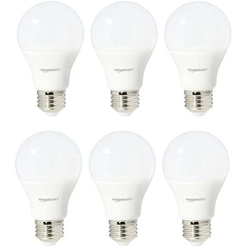 Amazon Basics 60 Watt Equivalent, Soft White, Non-Dimmable, 15,000 Hour Lifetime, A19 LED Light Bulb | 6-Pack