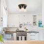 Semi Flush Mount Ceiling Light, Farmhouse Wood Light Fixtures with 3 Clear Glass Shade for Dining Room, Bedroom, Hallway