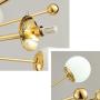 Modo Lighting Chandelier Lighting Fixture Gold Mid Century Pendant lamp, Frosted Glass Modern Ceiling Light Lining Room Dining Room. (18-Lights)