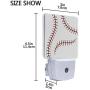Vdsrup Baseball Night Light Set of 2 Sports Ball Lace Plug in LED Nightlights Auto Dusk-to-Dawn Sensor Lamp for Bedroom Bathroom Kitchen Hallway Stairs
