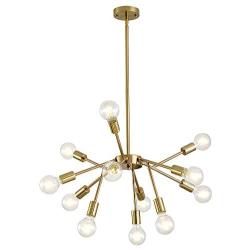 XILICON Brushed Brass Sputnik Chandelier Mid Century Industrial Farmhouse Chandelier Lighting Sputnik Light Fixture 12 Lights Vintage Ceiling Light Fixture for Dining Room Bedroom