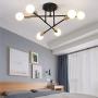 Modo Lighting Mid Century Sputnik Chandelier 6 Lights Vintage Industrial Semi Flush Mount Ceiling Light Fixture E26 Bulb Adjustable Geometric Pendant Ceiling Lamp for Living Room Kitchen, Black