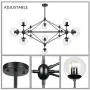 Lampundit 58'' Large Chandelier Lighting 15 Light Chandelier, Black Finish with Globe Glass Shade, Mid Century Modern Industrial Sputnik Hanging Light Fixture for Living Room Dining Room, Hotel Lampundit 58'' Large Chandelier Lighting 15 Light Chandelier, Black Finish with Globe Glass Shade, Mid Century Modern Industrial Sputnik Hanging Light Fixture for Living Room Dining Room, Hotel