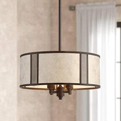 Bryce Oil Rubbed Bronze Drum Pendant Light 20'' Wide Mica Shade 4-Light Fixture for Dining Room House Foyer Kitchen Island Entryway Bedroom - Regency Hill