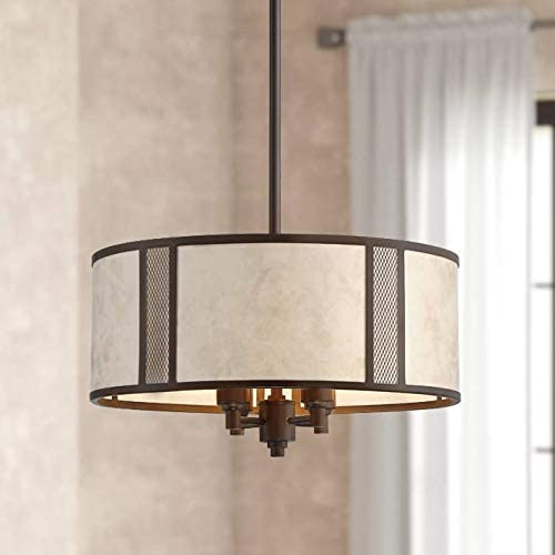 Bryce Oil Rubbed Bronze Drum Pendant Light 20'' Wide Mica Shade 4-Light Fixture for Dining Room House Foyer Kitchen Island Entryway Bedroom - Regency Hill