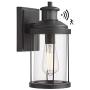 Zeyu Outdoor Wall Light, Exterior Wall Sconce with Dusk to Dawn and Motion Sensor, Black Finish with Clear Glass Shade, ZW07B-SE BK