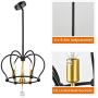 Trongee Industrial Pendant Light Fixtures Black Metal Pendant Lights Rustic Farmhouse Chandelier for Kitchen Dining Room Living Room Foyer Hallway Loft (Medium)