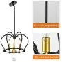 Trongee Industrial Pendant Light Fixtures Black Metal Pendant Lights Rustic Farmhouse Chandelier for Kitchen Dining Room Living Room Foyer Hallway Loft (Medium)