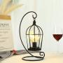 JHY DESIGN Birdcage Bulb Decorative Lamp Battery Operated 12'' Tall Cordless Accent Light with Warm White Fairy Lights Bird Bulb for Living Room Bedroom Kitchen Wedding Xmas(Black)