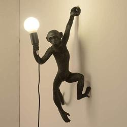 CHABEI Industrial Wall Lighting Fixture Vintage Resin Monkey Light Wall Lamp for Living Room Childrens Kids Bedroom Club Decoration (Black)