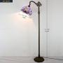 Tiffany Style Reading Floor Lamp Lighting W12H64 Inch Blue Purple Stained Glass Lavender Baroque Lampshade Antique Adjustable Arched Base S003C WERFACTORY Lamps Living Room Bedroom Beside Table Gifts