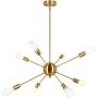 T&A Sputnik Chandelier Modern 8 Lights Brass Pendant Lighting Light Gold Mid Century Ceiling Lighting Fixture for Dining Room Bed Room Kitchen
