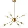 T&A Sputnik Chandelier Modern 8 Lights Brass Pendant Lighting Light Gold Mid Century Ceiling Lighting Fixture for Dining Room Bed Room Kitchen