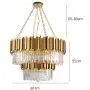 Modern Double Layer Crystal Chandelier,10-Lights Wrought Iron Plating Pendant Light Fixture,Round Luxury Chandelier,E12 Ceiling Light for Dining Room