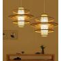 LITFAD Multi Tiers Ceiling Pendant Light 1 Light LED Pendant Lamp Modern Handmade Bamboo Hanging Light for Dining Room Restaurant Living Room - Beige, 16'' (40 cm)