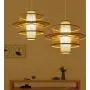 LITFAD Multi Tiers Ceiling Pendant Light 1 Light LED Pendant Lamp Modern Handmade Bamboo Hanging Light for Dining Room Restaurant Living Room - Beige, 16'' (40 cm)