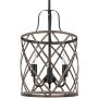 Vintage Kitchen Ceiling Pendant Light,Farmhouse Drum Chandeliers for Dining Room,Adjustable Height,Wood Finish,3-Light