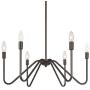 Farmhouse Chandelier for Kitchen Island, Dining Room Chandelier, Candle Bulbs Style, Bronze, 6-Light, 25 Inches