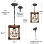 Farmhouse Chandelier Small Rustic Pendant Lighting Fixture for Dinning Room, Kitchen Island, Living Room, Entryway, with Wood&Metal Cage Square 7.9, 1 Light DOHOMER