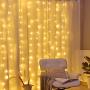 Honche Led Curtain String Lights USB with Remote for Bedroom Wedding (Warm White)