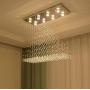 Moooni Modern Rectangle Crystal Chandeliers Flush Mount Raindrop Rectangular Ceiling Light Fixture for Dining Room Kitchen Island 10 Ligths L40''x W12''x H31.5''