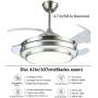 YEELED Light 42'' Remote Control Retractable Reversible Ceiling Fans with 3 Changing Light and 6-Gear Fan Speed Invisible Ceiling Fan Chandelier for Indoor Living Room Bedroom Dining Room Ceiling Light Kits with Fans (Silver-05)