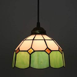 Tiffany Style Pendant Light,Dining Room Living Room Pendant Lamp,Hallway Hanging Light with 20Cm (8 Inch) Vintage Square Lattice Stained Glass Shade,Indoor Chandelier 110-240V E27,F