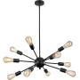 LIGHTESS Sputnik Pendant 10 Light Modern Sputnik Chandelier Light Vintage Black Semi Flush Mount Ceiling Light for Kitchen Living Room, E26 Base (Bulb Not Included)