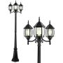 PARTPHONER Outdoor Lamp Post Light 3-Head, Classic Black Light Pole with Clear Glass Panels, E26 Base Maximum 100W Bulbs(not Included), Waterproof Street Light for Backyard, Garden, Driveway