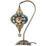 Stunning Handmade Turkish Moroccan Mosaic Glass Colorful Boho Table Desk Bedside Lamp Light Lampshade (Blue & Multi)