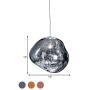 RUNNUP Modern Pendant Light Creative Single Light 12'' Hanging Lamp with Melt Glass Shade in Silver for Dining Rooms,Living Room