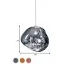 RUNNUP Modern Pendant Light Creative Single Light 12'' Hanging Lamp with Melt Glass Shade in Silver for Dining Rooms,Living Room