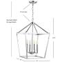 JONATHAN Y JYL7437C Pagoda Lantern Dimmable Adjustable Metal LED Pendant, Classic, Traditional for Dining, Living Room, Kitchen, 16'' 4-Bulb, Chrome
