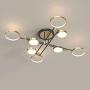 Sunny Lingt 8 Lights Sputnik Chandelier, Nordic Postmodern Black Gold Ceiling Lighting Fixture, Mid Century Semi Flush Mount Pendant Lamp, for Dining Room Living Room Kitchen Foyers