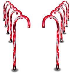 SUNYPLAY Christmas Candy Cane Pathway Marker Lights,10 Pack Outdoor Decoration Lights for Holiday Walkway Patio Garden.