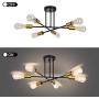 6 Lights Semi Flush Mount Ceiling Light Fixture Contemporary Sputnik Chandelier Black Farmhouse Kitchen Lighting for Dining Room Living Room Bedroom Foyer