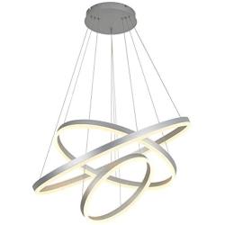 LED Pendant Chandelier for Living Room Dining Room, 3000k, Silver, by ROYAL PEARL