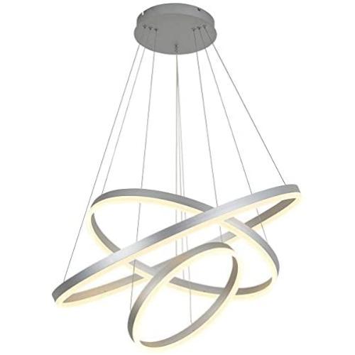 LED Pendant Chandelier for Living Room Dining Room, 3000k, Silver, by ROYAL PEARL