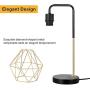 Modern Industrial Table Lamp, Gold Desk Lamp with Geometric Cage Shade, Delicate Design Bedside Lamp for Nightstand, Vintage Edison Reading Lamp Light Fixture for Office, Bedroom, Living Room